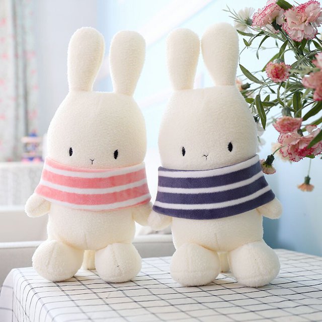 2022 New Bobo Small White Rabbit Plush Toy / Cute Cartoon Bunny Doll with Scarf / Children Birthday Gift / Home Decoration zhangyuxiang LED