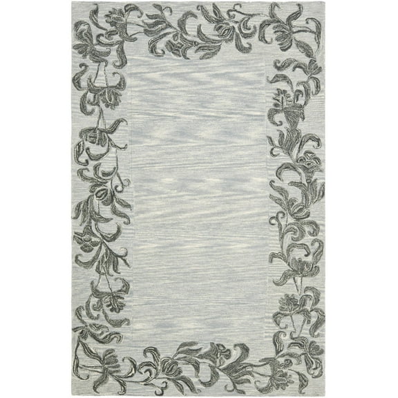 SAFAVIEH Soho Leah Floral Wool Area Rug, Silver/Grey, 5' x 8'