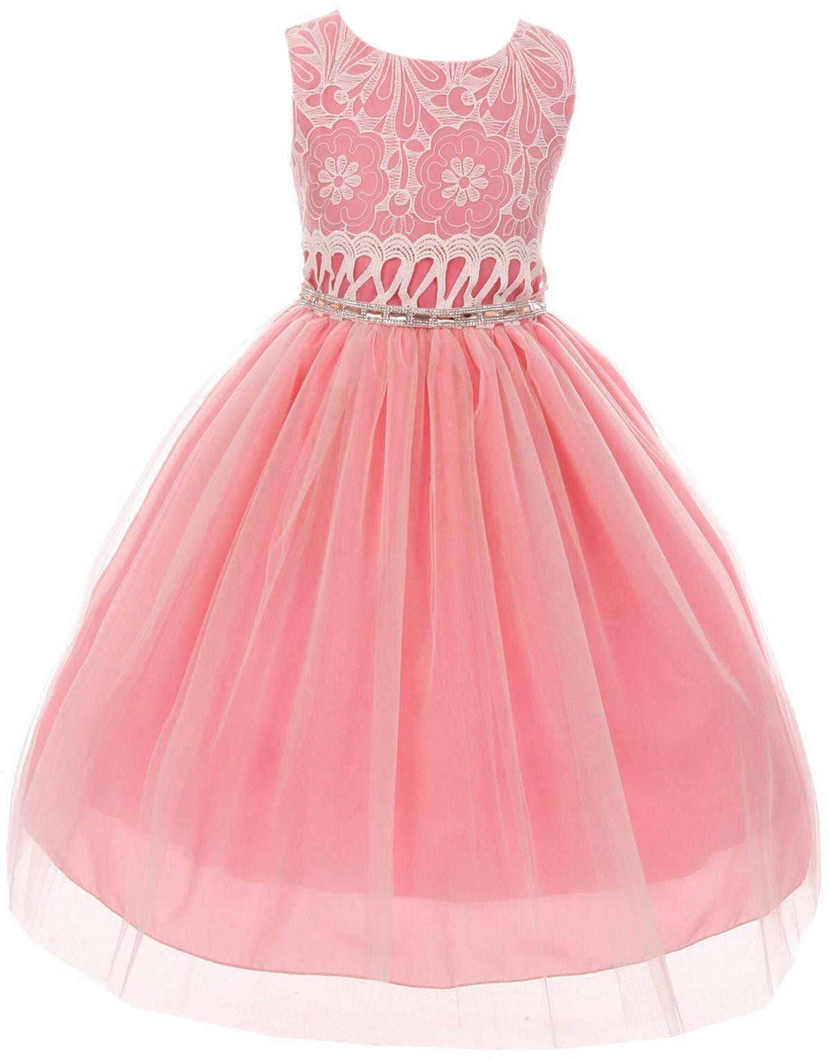 BNY Girls Sleeveless Lace Easter Dress With Necklace - Flower Girl Dress For Special Occasions - View #12