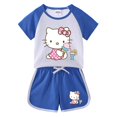 thumbnail image 3 of Hello Kitty-Camiseta de manga corta para niña, pantalones cortos deportivos informales, traje superior transpirable de algodón de dos piezas, novedad de verano, dibujos animados, 3 of 5