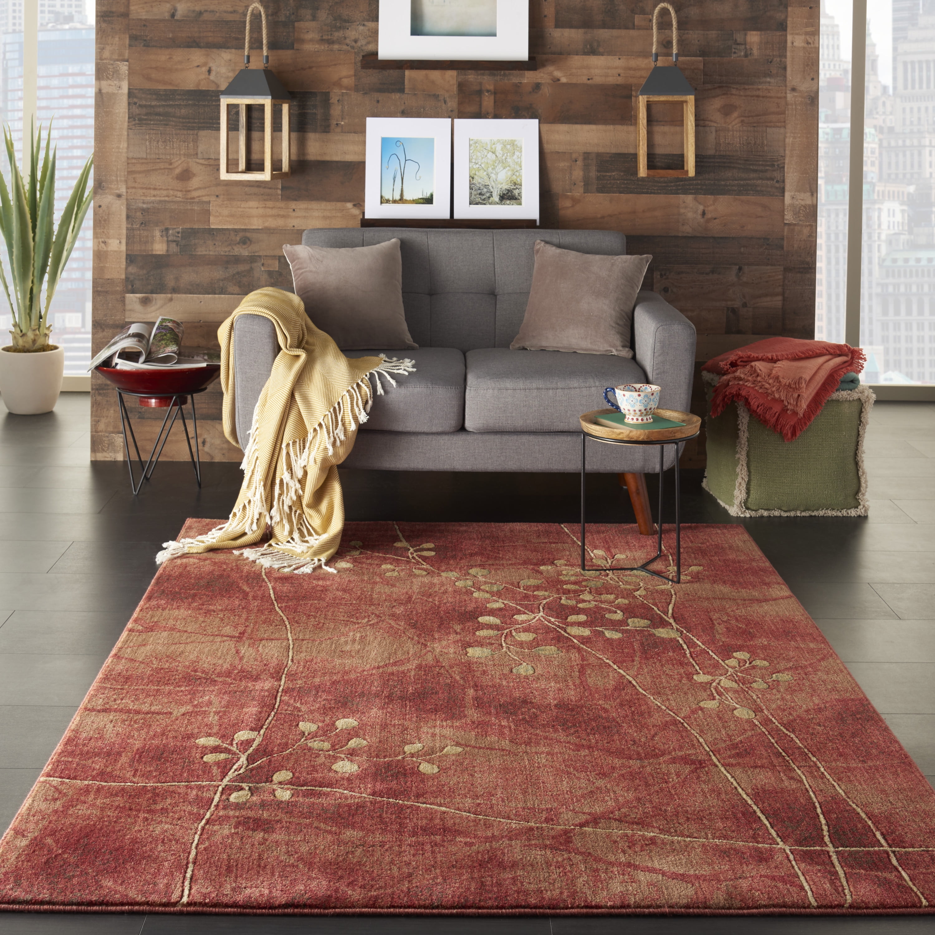 Nourison Somerset Botanical Flame Area Rug