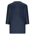thumbnail image 5 of tklpehg Fall Shirts for Women 2025 V-Neck Mid-length Tops Leisure 3/4 Sleeve Tops Going Out Tops Fall Clothes Comfortable Solid Color Womens Clothes Blouses Pullover Dark Blue XXXL, 5 of 5