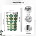 thumbnail image 2 of 12oz Conical Thermal Insulation Cup 4.9×3.2in With Straw No Odor Insulation Effect Is Good For Party Camping Picnic Travel Lightseagreen Colorful Houndstooth_2, 2 of 7