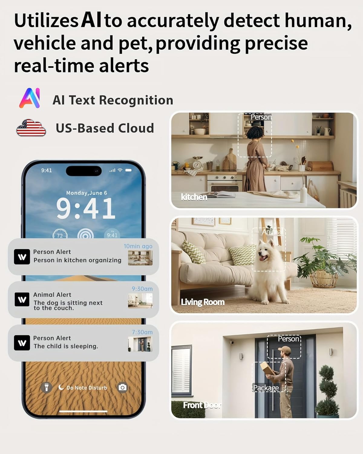 2K Cameras for Home Security, 2.4/5GHz Wi-Fi 6 Indoor Camera for Dog/Pet/Nanny/Baby, AI Text Recognition, Smart Search, Color Night Vision, 2 Way Talk, Human Detection(2 Pack)