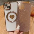 thumbnail image 2 of Compatible with iPhone 15 Plus 6.7 Inch Case with Magsafe, Plating Heart Glitter Magnetic Case for Women Girl TPU Camera Protection Back Cover for iPhone 15 Plus Gold, 2 of 14