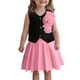 thumbnail image 1 of Odeerbi Niñas 2 Piezas Preppy Traje Satén Flor Camisa Sin Mangas y Falda Plisada Conjunto Uniforme Escolar, 1 of 9