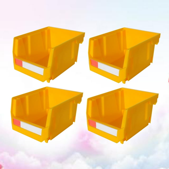 HEALEEP 4Pcs Firm Yellow Plastic Component Storage Box for Convenient Tool and Small Item Organization