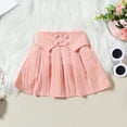 thumbnail image 6 of WQQZJJ Toddler Girl Outfits,Solid Color Cotton 3-Piece Set, Button Down Lapel Short Sleeve Shirt + Spaghetti Strap Camisole + Pleated Short Skirt Set, 6 of 9