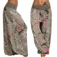 thumbnail image 2 of XIAOCHA Womens Harem Pants Flowy Printed Wide Leg Harem Pants Boho Style High-Waisted Loose Fit Casual Trousers Vacation Beach, 2 of 4