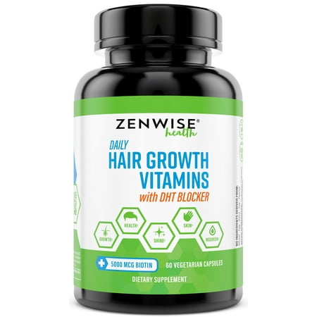 Zenwise Health Hair Growth Vitamins with Biotin and DHT Blocker Vegetarian Capsules, 60