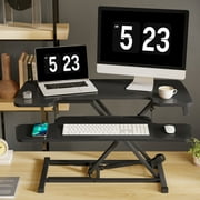 FitStand Home Office Height Adjustable Standing Desk Converter Black 35 U-Shape with Keyboard Tray