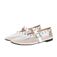 thumbnail image 2 of Miqool Womens Mesh Ballet Flats Fishnet Round Toe Buckle Strap Hollow Out Breathable Casual Mary Jane Flat Shoes for Summer Spring, 2 of 8