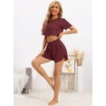 thumbnail image 2 of DARING DIVA Women's Rib Knit Short Sleeve Side Slits Pajama Sets L Fuchsia, 2 of 6