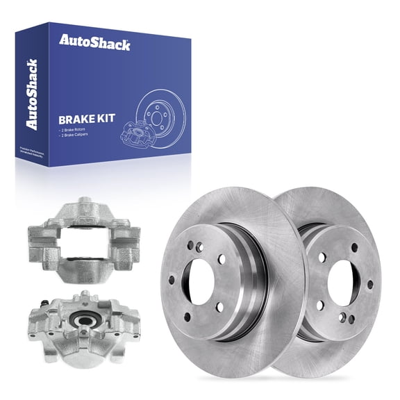 AutoShack Rear Solid Brake Rotors   Calipers 4-PC Brake Kit Replacement for 2006-2009 Mercedes-Benz CLK350 2003-2007 Mercedes-Benz C230 11.41" (289.7 mm)