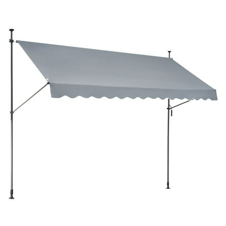 138x47" Patio Awning Retractable Awning Sunshade Shelter with Crank Handle