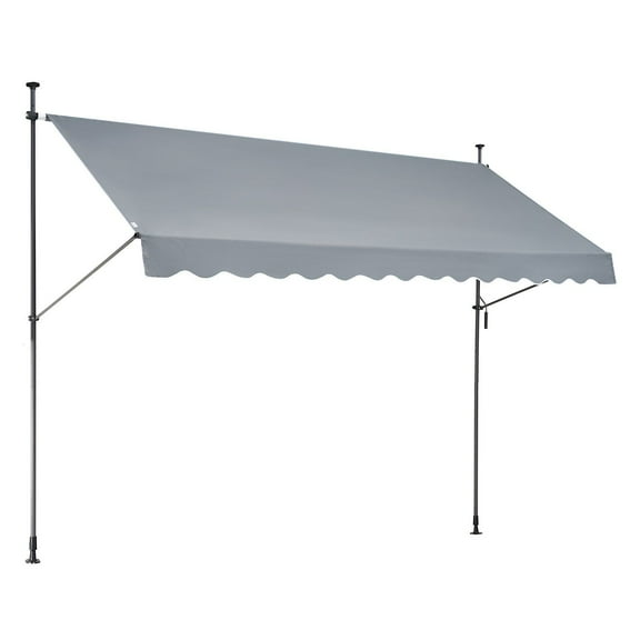 138x47" Patio Awning Retractable Awning Sunshade Shelter with Crank Handle