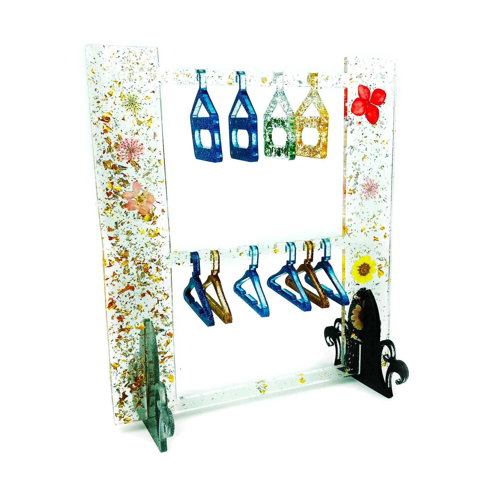 Oasiva 2 Pcs Earring Display Stand Moulds Set Hanger Shaped Jewelry Organizer Holder Mold Earrings Rack Silicone Molds
