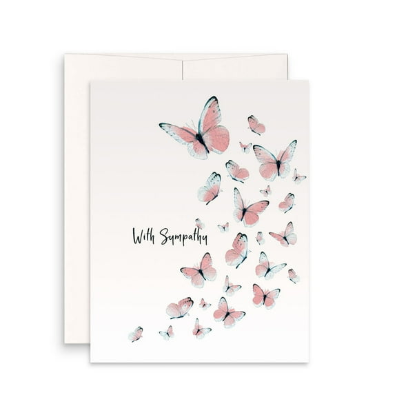 Sympathy Card with Butterflies – Elegant “With Sympathy” Design – Blank Inside, Envelope Included – Perfect for Comforting Loved Ones in Times of Loss