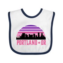 Inktastic Portland Oregon Retro Sunset Skyline Girls Baby Bib