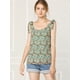 thumbnail image 3 of Blusa floral sin mangas de gasa con correa de decoración de pajarita sin mangas para mujer Verde XL, 3 of 6