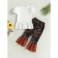 thumbnail image 4 of Bagilaanoe 2pcs Toddler Baby Girl Long Pants Set Print Short Sleeve T-shirt Tops + Flare Trousers 12M 18M 24M 3T 4T 5T Kids Casual Outfits, 4 of 8