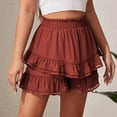 thumbnail image 6 of Tqcoqu Flowy Shorts for Women Ruffle Skorts Mini Skirts High Waisted Summer Shorts,Wine,Women's S-XL, 6 of 7