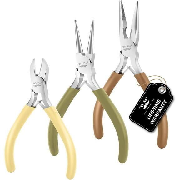 Mr. Pen- Jewelry Pliers, 3 Pack, Vintage Colors, Jewelry Making kit, Pliers for Jewelry Making, Mini Pliers, Wire Cutters for Jewelry Making