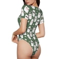 thumbnail image 3 of The Xecao Alpaca Faces Women's Crew Neck Body Suit, a short-sleeved bodysuit and basic swimsuit, both comfort and style for dating and daily life, 3 of 9