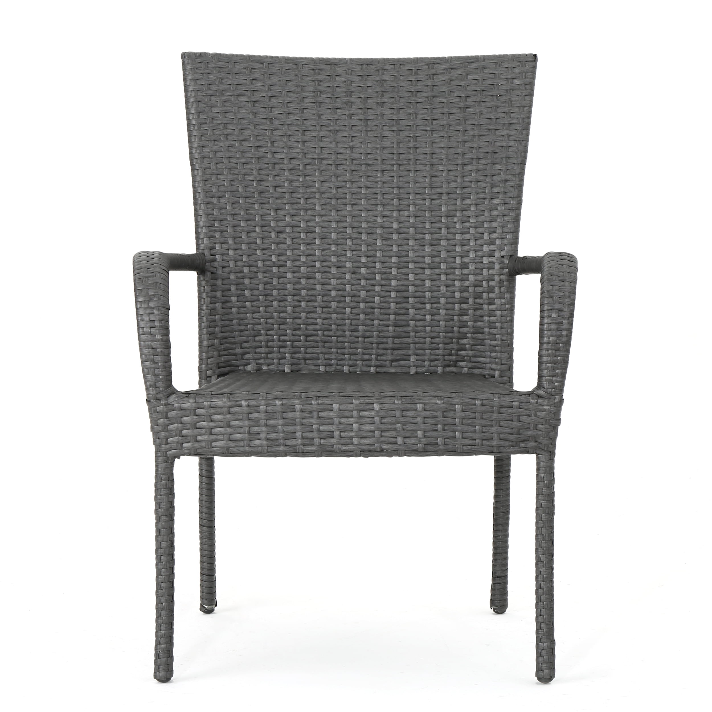Ashburn Outdoor 3 Piece Wicker Stacking Chair Chat Set, Grey