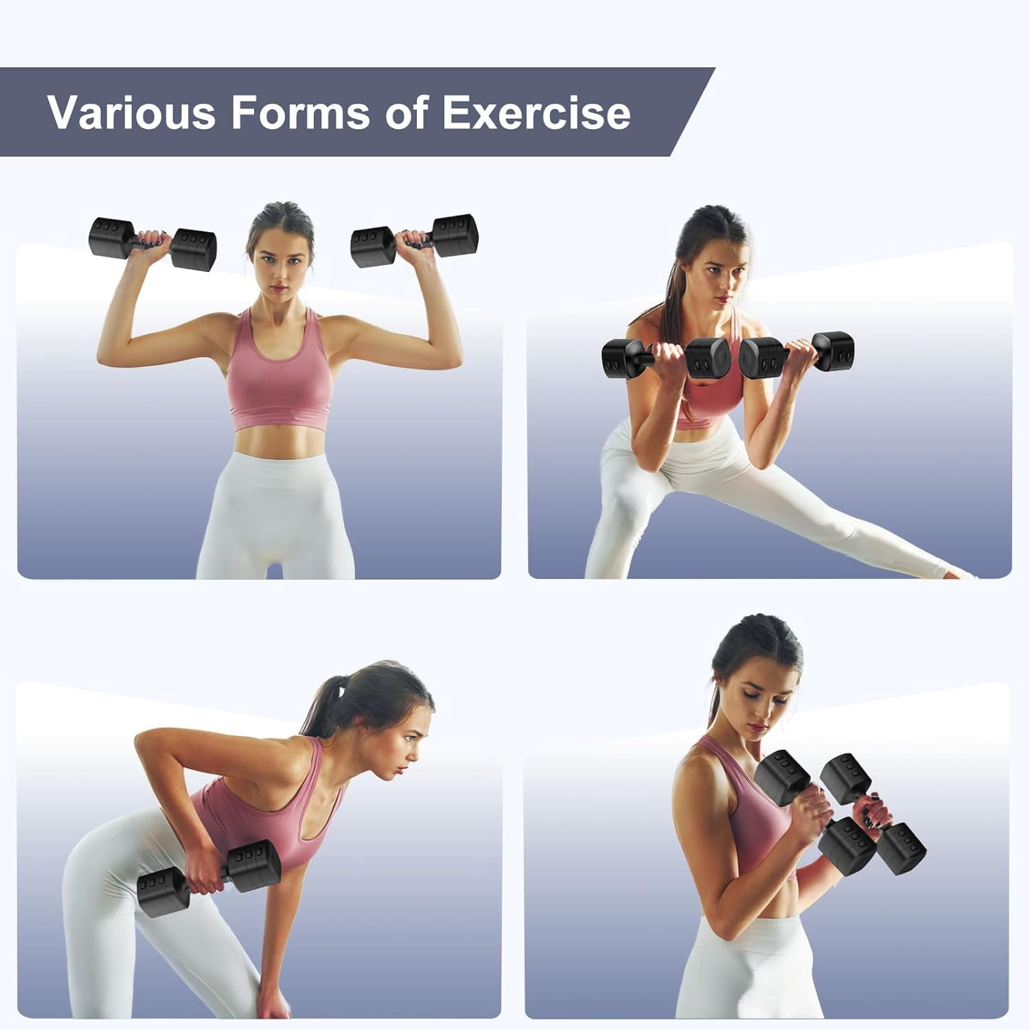Adjustable Dumbbell Set, Total 11LB Weight Dumbbells Set for Women, Each 2.2/3.3/4.4/5.5LB, Hand Weights for Home Gym Workout Training