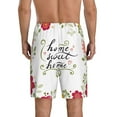 thumbnail image 3 of Kdxio Home Sweet Home Floral Print Mens Sleep Shorts Bottoms Soft Comfy Pajama Wear Pants with Drawstring Pockets, 3 of 7