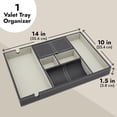 thumbnail image 4 of Bandeja de cuero para valet Catchall para hombres con 6 compartimentos - Organizador de mesita de noche para teléfonos (negro), 4 of 5