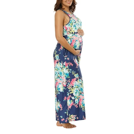 Sexy Dance - Pregnant Women Floral Print Long Maxi Dress Sleeveless ...