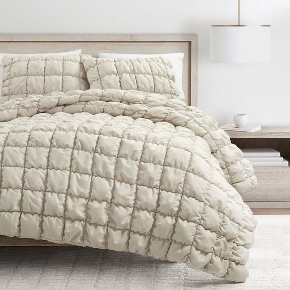 Puff Comforter Set Neutral 3Pc Set Full/Queen