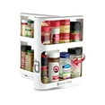 thumbnail image 1 of Cabinet Caddy (White) | Pull-and-Rotate Spice Rack Organizer | 2 Double-Decker Shelves | Modular Design | Non-Skid Base | Stores Prescriptions, Essential Oils | 10.8"H x 5.75"W x 10.8"D, 1 of 6