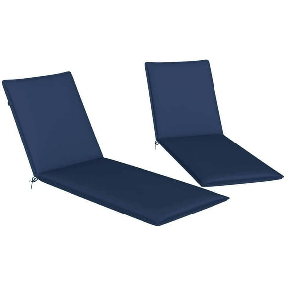 Spaco Foldable Chaise Lounge Cushion Set of 2, 76" x 23" UPF50 200gsm Fabric Lounge Chair Cushion for Outdoor as Backyard, Lawn, Garden, Navy