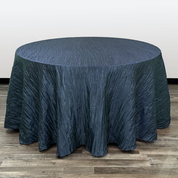 Your Chair Covers - 108 in. Round Crinkle Taffeta Table Runner for Wedding, Party, Birthday, Patio, etc. - Navy Blue