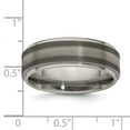 thumbnail image 2 of Titanium With 925 Sterling Silver Textured Lines Step Edge 7.5mm Band Size 7 Ring for Women and Men, 2 of 2