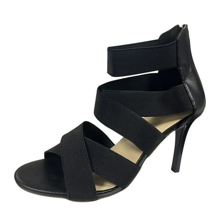 

Blphud Comfy Heels for Women Dressy Sandals Womens Black Zipper Shoes Women High Stiletto Sandals Ladies Thin High Heel Shoes Sandals Summer Heels for Women Black 41