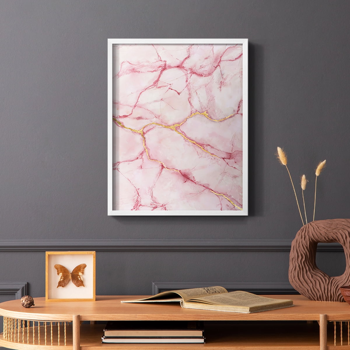 Rose Marble II in White Solid Wood 8 x 10 Framed Print