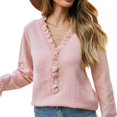 thumbnail image 1 of Gibobby Sueter para mujer invierno casual De Mujer Otoño/Invierno De Punto Con Detalle De Botones Y Escote De(Rosa,CH), 1 of 5