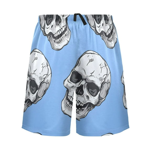 joogoo Mens Swim Trunks Skeleton Skull Head Beach Shorts Drawstring Elastic Waist Swimwear Bathing Suits L
