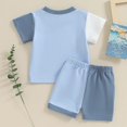 thumbnail image 6 of GXWEA Toddler Boy Summer Clothes Boys Clothes Toddler Baby Boy Short Sleeve Shirt & Casual Shorts Set Summer Outfits Clothes Light Blue 18-24 Months, 6 of 9