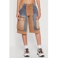 thumbnail image 3 of Women's Color Blocked Cargo Bermuda Denim Shorts, 3 of 4