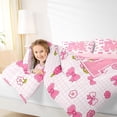 thumbnail image 3 of jejeloiu Coquette Bowknot Monogram M Queen Comforter Set For Girls,3D Cartoon Floral Blossom Bedding Comforter Set,Pink Reversible,3pcs, 3 of 7