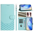 thumbnail image 3 of For iPhone 16 Pro Max PU Leather Flip Phone Case,With Shoulder Strap&Wrist Strap,Card Holder,Flip Folding Kickstand,Diamond Pattern Embossed,Shockproof RFID Blocking Wallet Case,Mint, 3 of 11