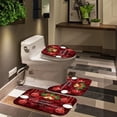 thumbnail image 4 of Juego de cortinas de ducha de Navidad para baño, 4 piezas de cortina de ducha de Navidad/alfombras de baño antideslizantes/tapa de inodoro/alfombra de baño, decoración divertida de campanas de Navidad brillar Electrónica, 4 of 5