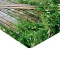 thumbnail image 2 of Ambesonne Rural Fitted Sheet, Summer Themed Backyard Image, Twin Size, Pale Brown and Green, 2 of 3