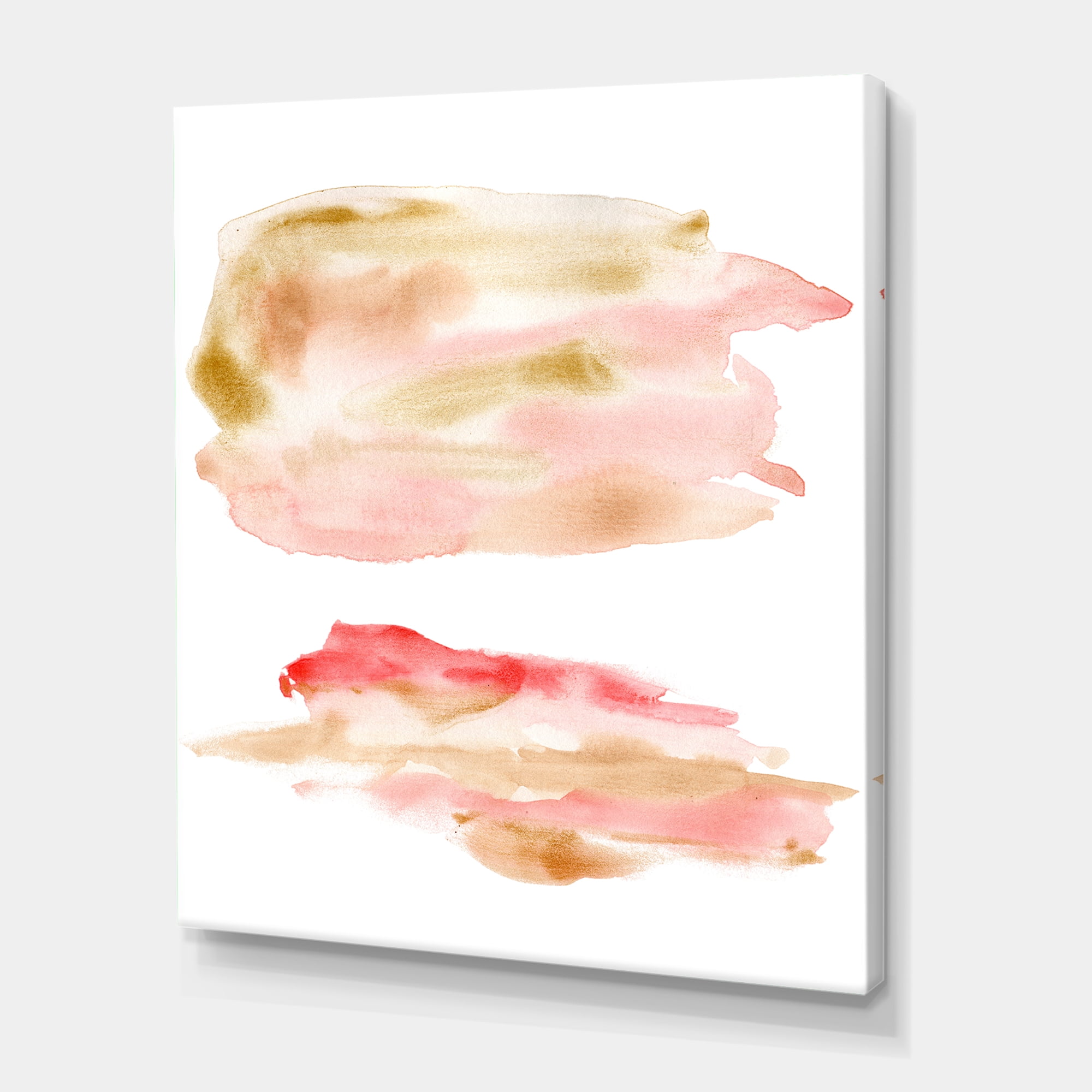 Designart ' Abstract Clouds Set With Pink Gold Beige and Red ' Modern Canvas Wall Art Print