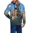 thumbnail image 2 of Goofa Two Brave Cats Are Floating On The Sea Iceberg Pattern Mens Full-zip Hoodie, Zip-up Pullover Hooded Sweatshirt, Kangaroo Pocket Hoodie Ideal for Daily Wear, Travel, and Home-, 2 of 5